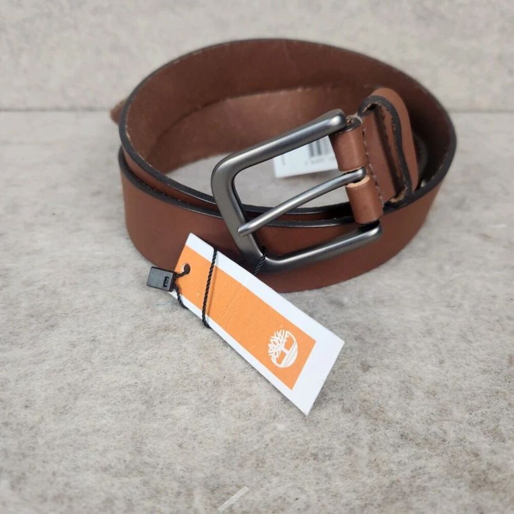 New With Tags Timberland Men's Brown Leather Belt Size 42